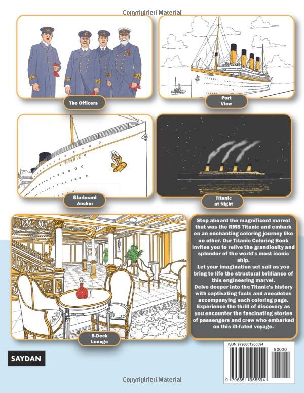 Vista 2 de Titanic Coloring Book Child-Friendly, All Ages with Detailed Hand-Drawn Illustrations (Colourful Journeys)