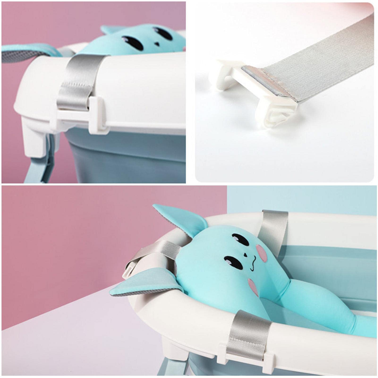 Yiida Almohadas para Baby Shower, Almohadas para Bebé, Lavabo Plegable para Baby Shower, Bañera Antideslizante para Bebés con Sensor Temperatura En Tiempo Real, Asiento Integrado Y Reposacabezas