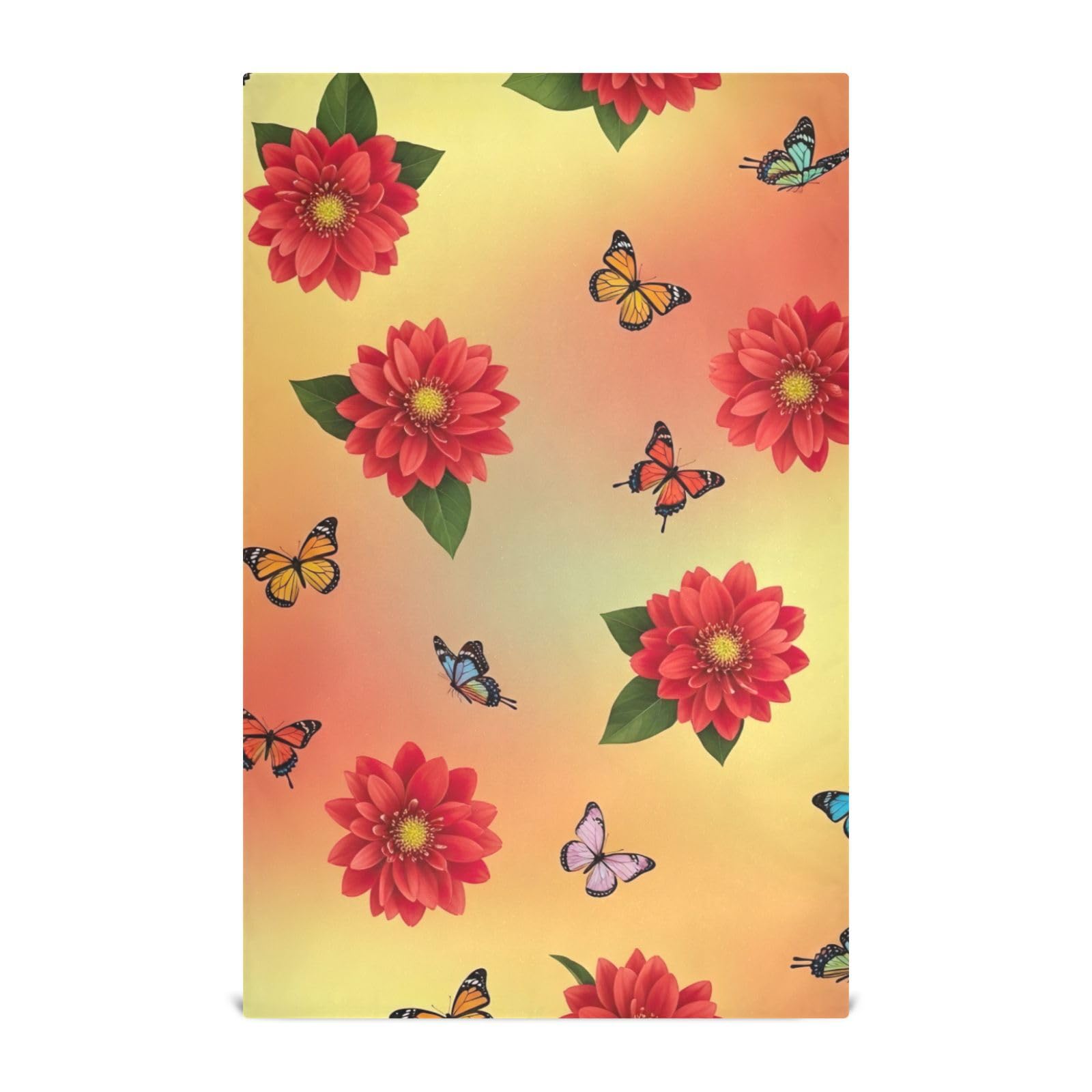 Chiffons de cuisine anti-traces lot de 6 serviettes fleurs 71x45cm pour vaisselle nette