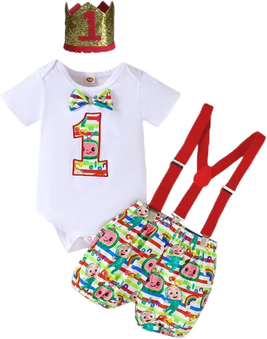 Baby Boy Funny First Birthday Clothes Infant Clothes Bow Tie Dinosaur Themed Romper...