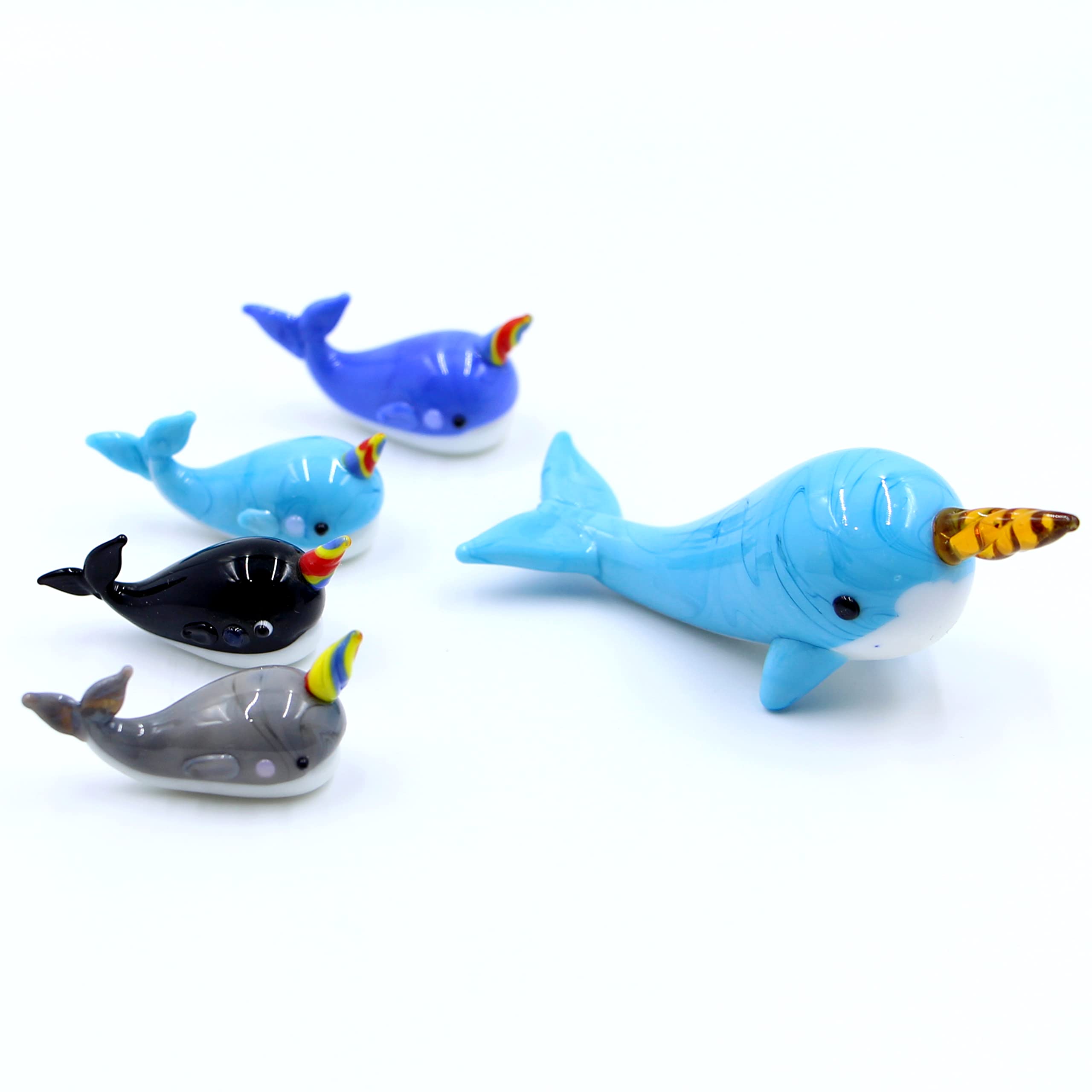 Mini figurines de Narval en verre pour embellir votre bureau, voiture et table basse