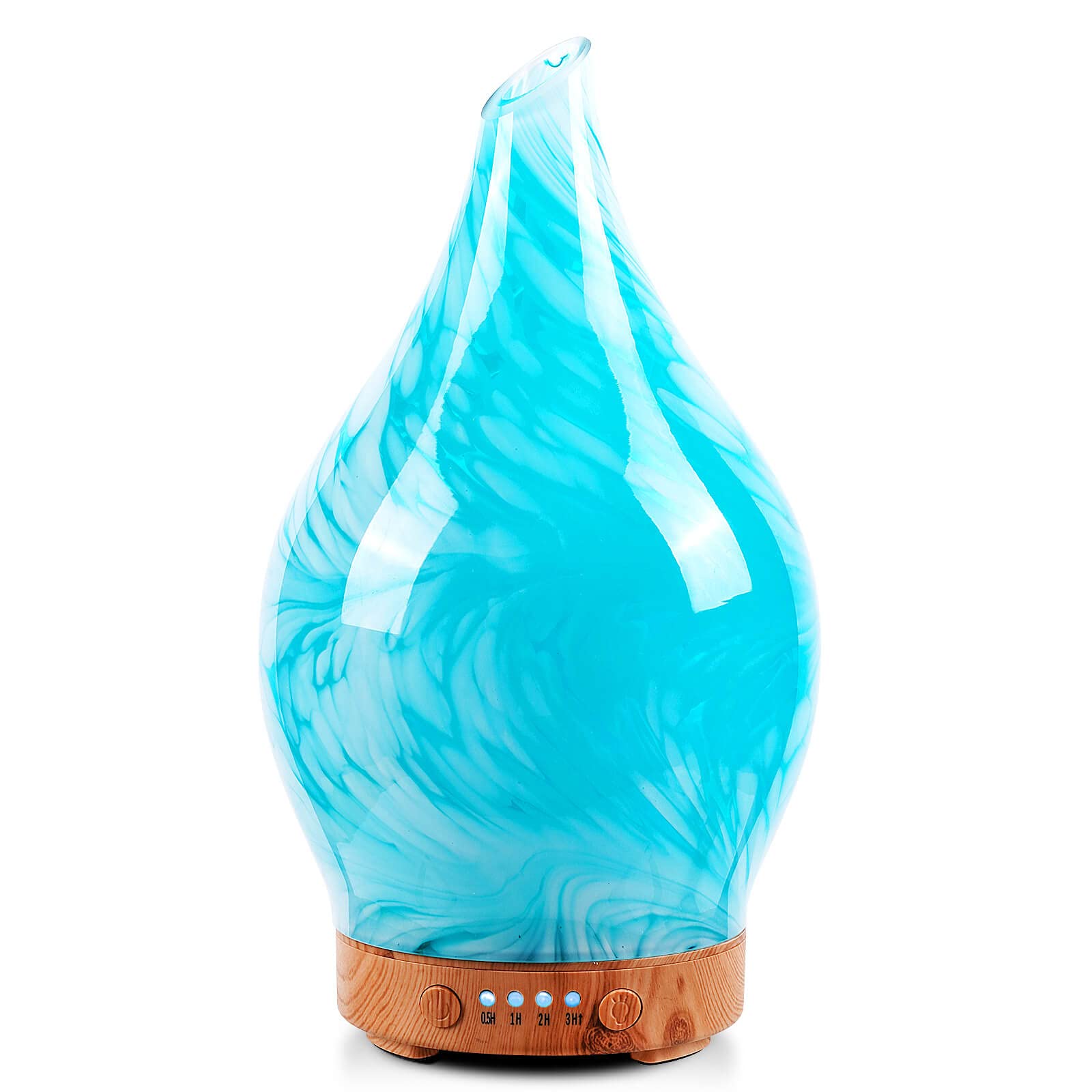 Porseme Aroma Diffuser Humidifier, 100 ml, Hand-Blown Humidifier, Ultrasonic Humidifier, Quiet, 7 Color Changing LEDs, Room Humidifier for Home (Blue Wave)