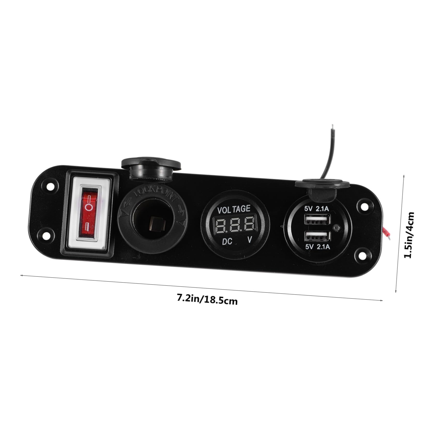 Panel Cargador de Coche Voltímetro Digital Azul, Tres Tomas de Mechero y Doble Puerto USB, Entrada 12-30v y Salida 5v para Carga Rápida en Vehículo