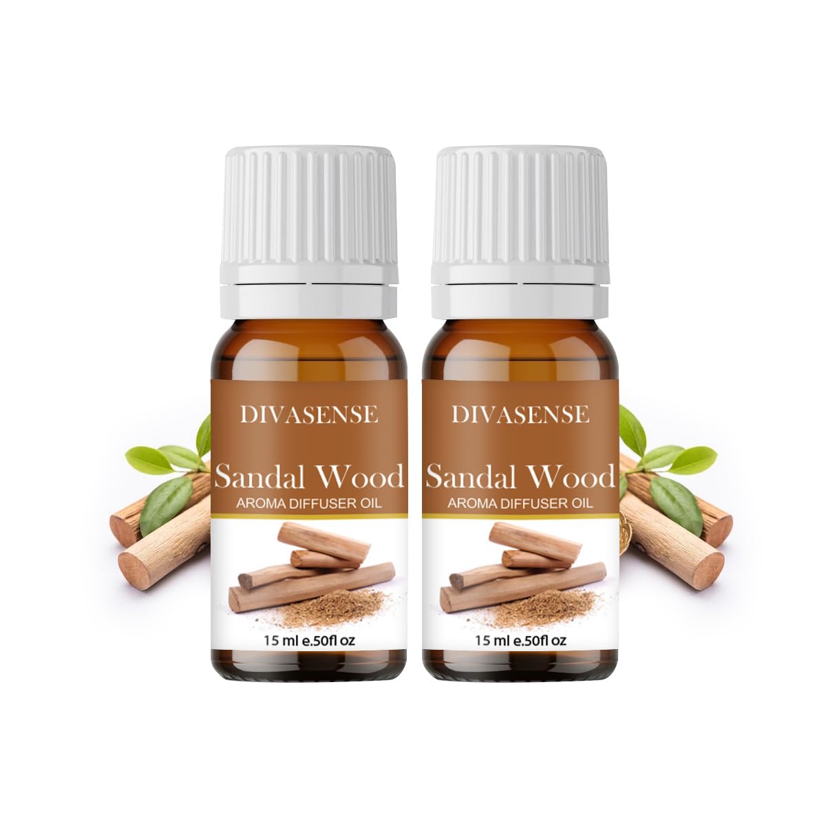 DIVASENSE Aroma Essential Oil for Aromatic Diffuser Sandal Wood Flavor Home Fragrance, 15ml (Set of 2)