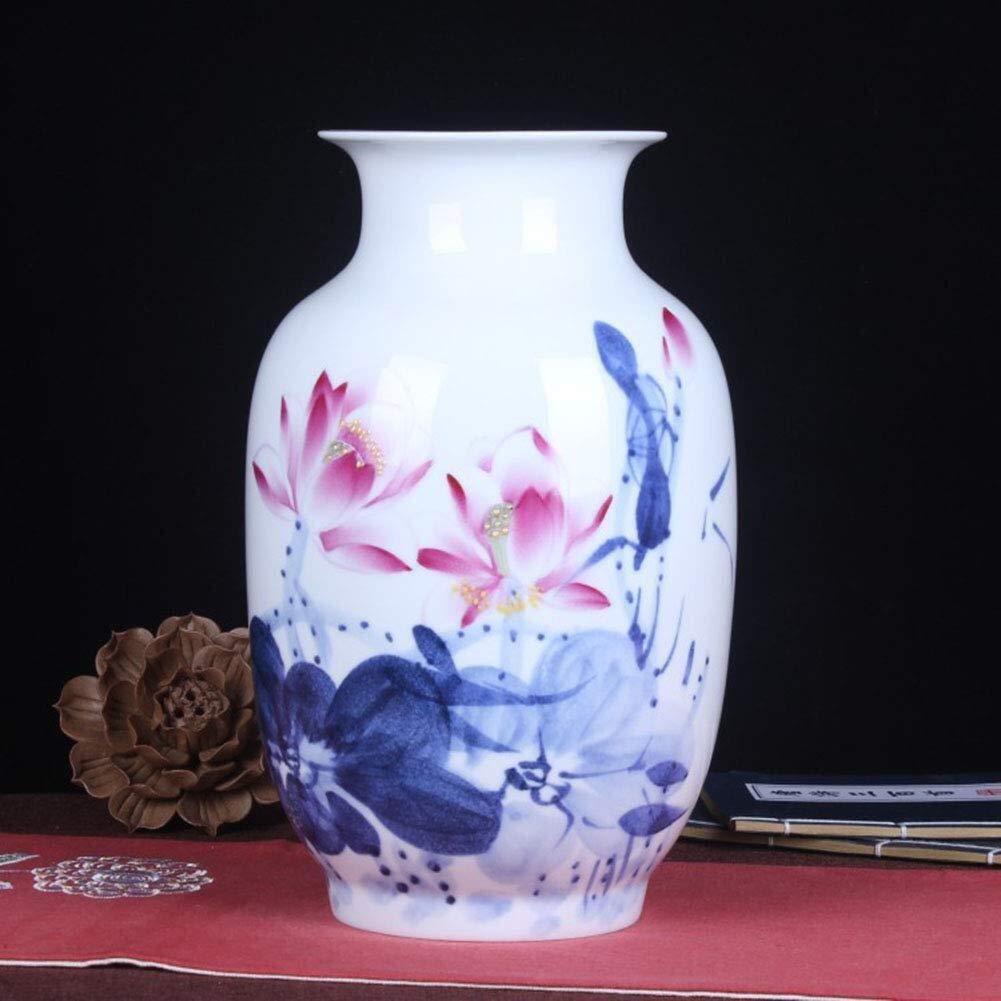 Vase en porcelaine bleue et blanche grand format style chinois 32cm