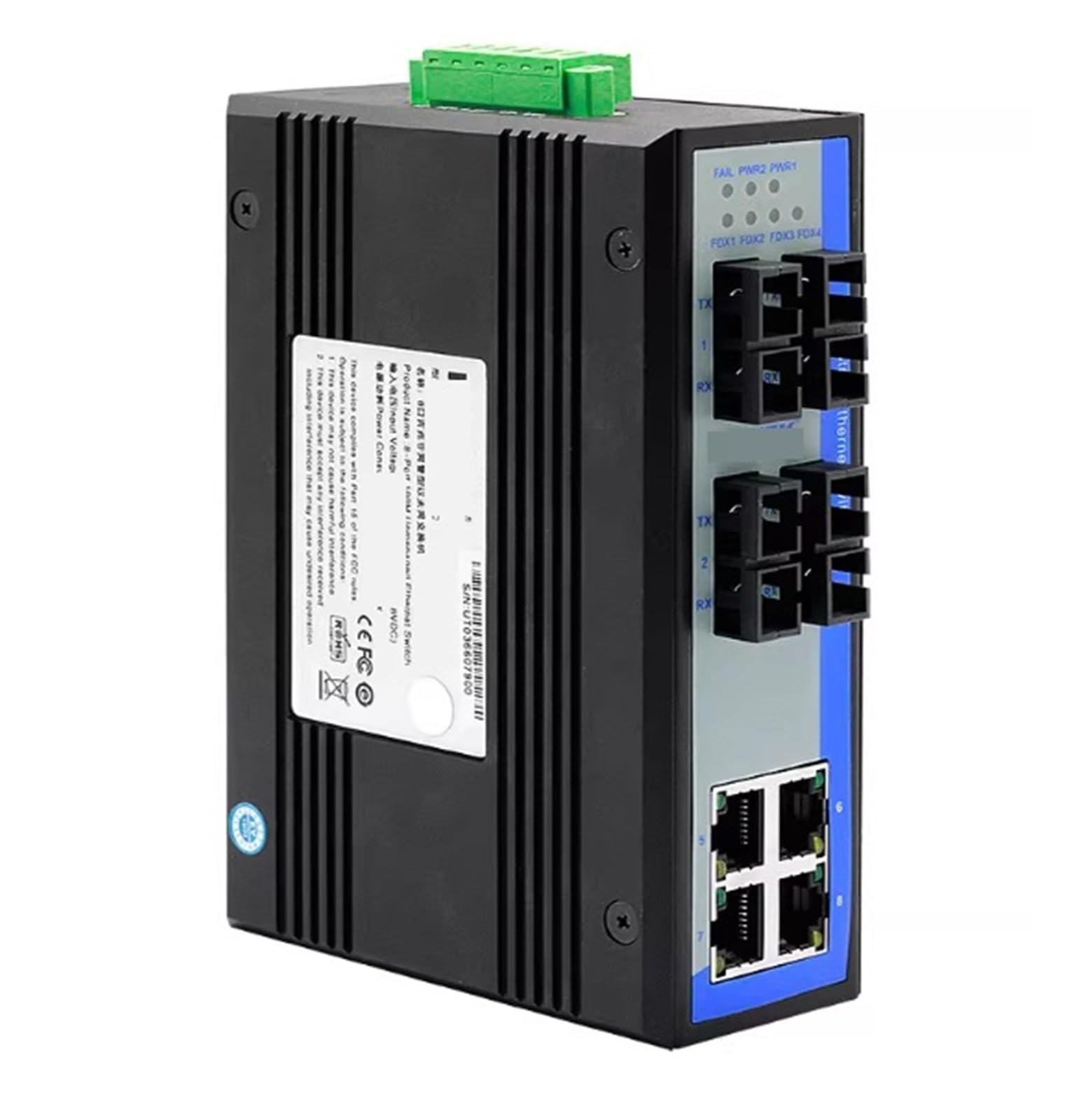 Commutateur fibre optique industriel UT-60-D4T4SC avec 4 ports Ethernet pour réseau