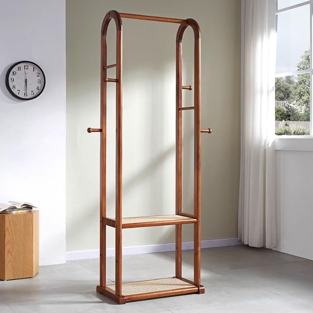 Appendiabiti da Terra Semplice Scaffale Portaoggetti in Rattan for Camera da Letto, Appendiabiti Pavimento