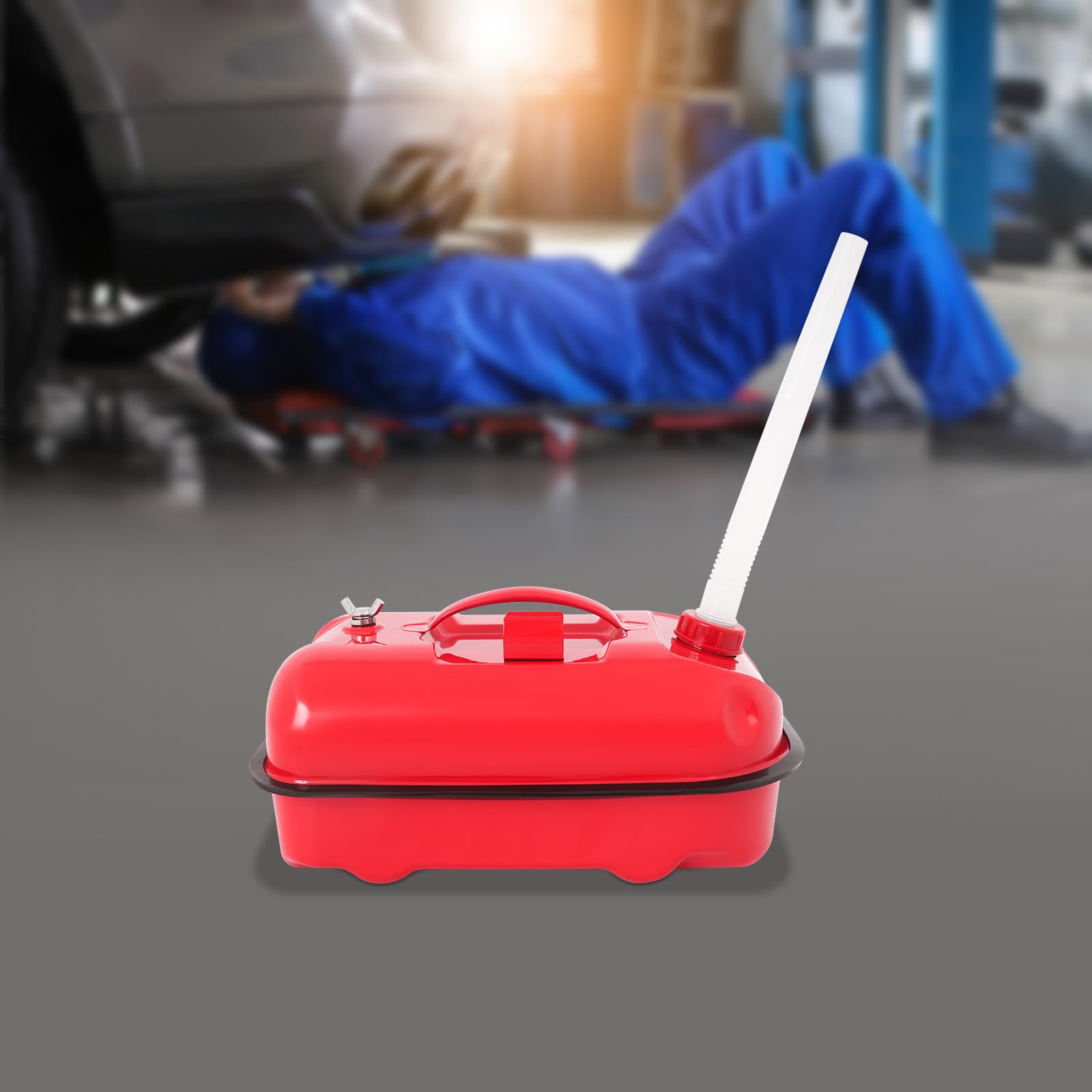 Bidón de gasolina rojo – Depósito de gasolina, robusto y denso bidón de combustible con asa de transporte y accesorio de depósito – Bidón universal para coche, moto, barco (20L/10L, 4.4/2.2 galones