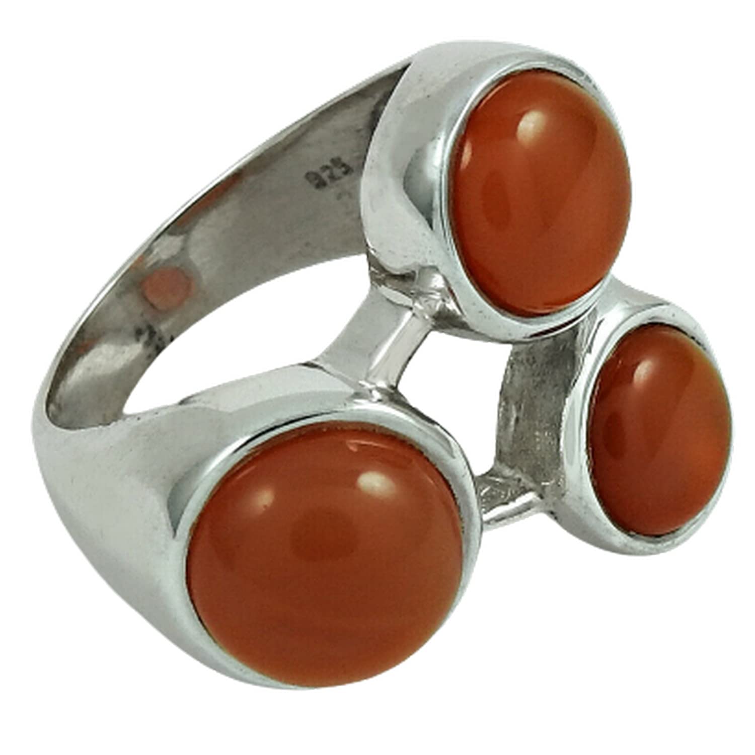 Anello impilabile fatto a mano in corniola genuina, anello rotondo multipietra, anello nuziale, anello antico elegante, anello fantasia, anello Boho, anello esclusivo per regali metafisici (corniola)
