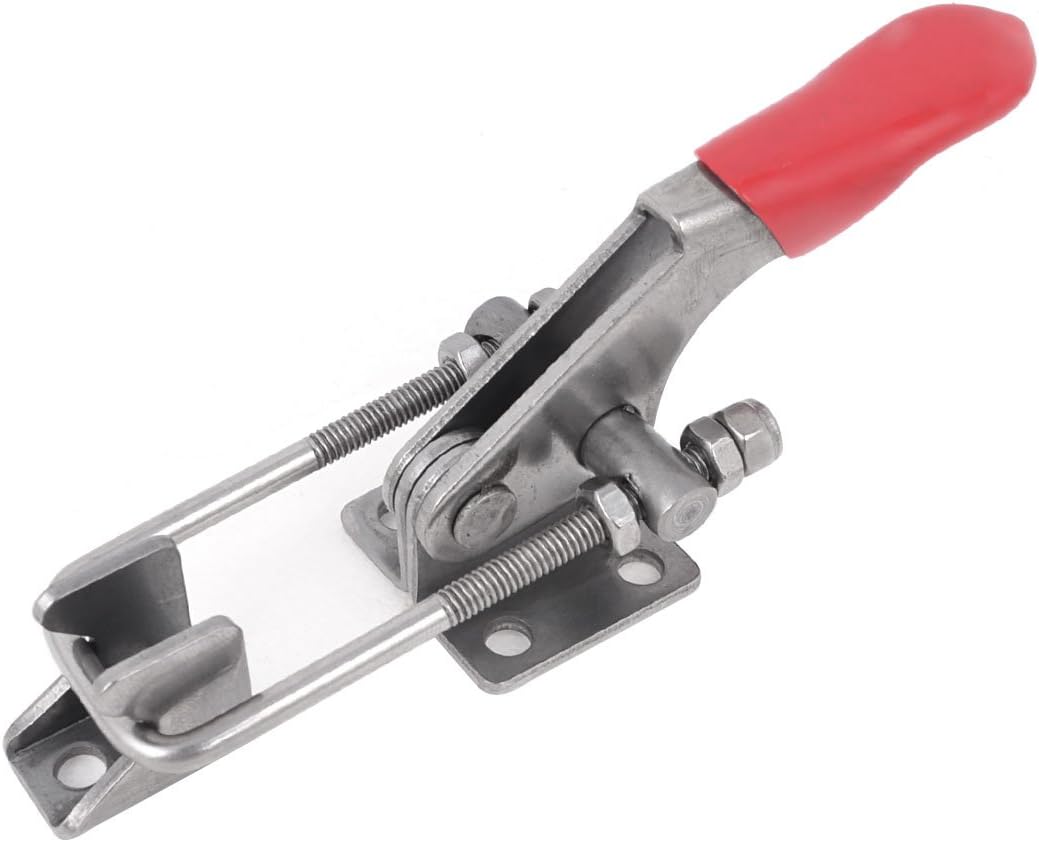 163Kg 359 Clamps Lbs Quick Holding U Shape Red Plastic Coated Handle Latch Action Toggle Clamp Hand Tool Silver Tone Red Toggle Clamps BRH 40323