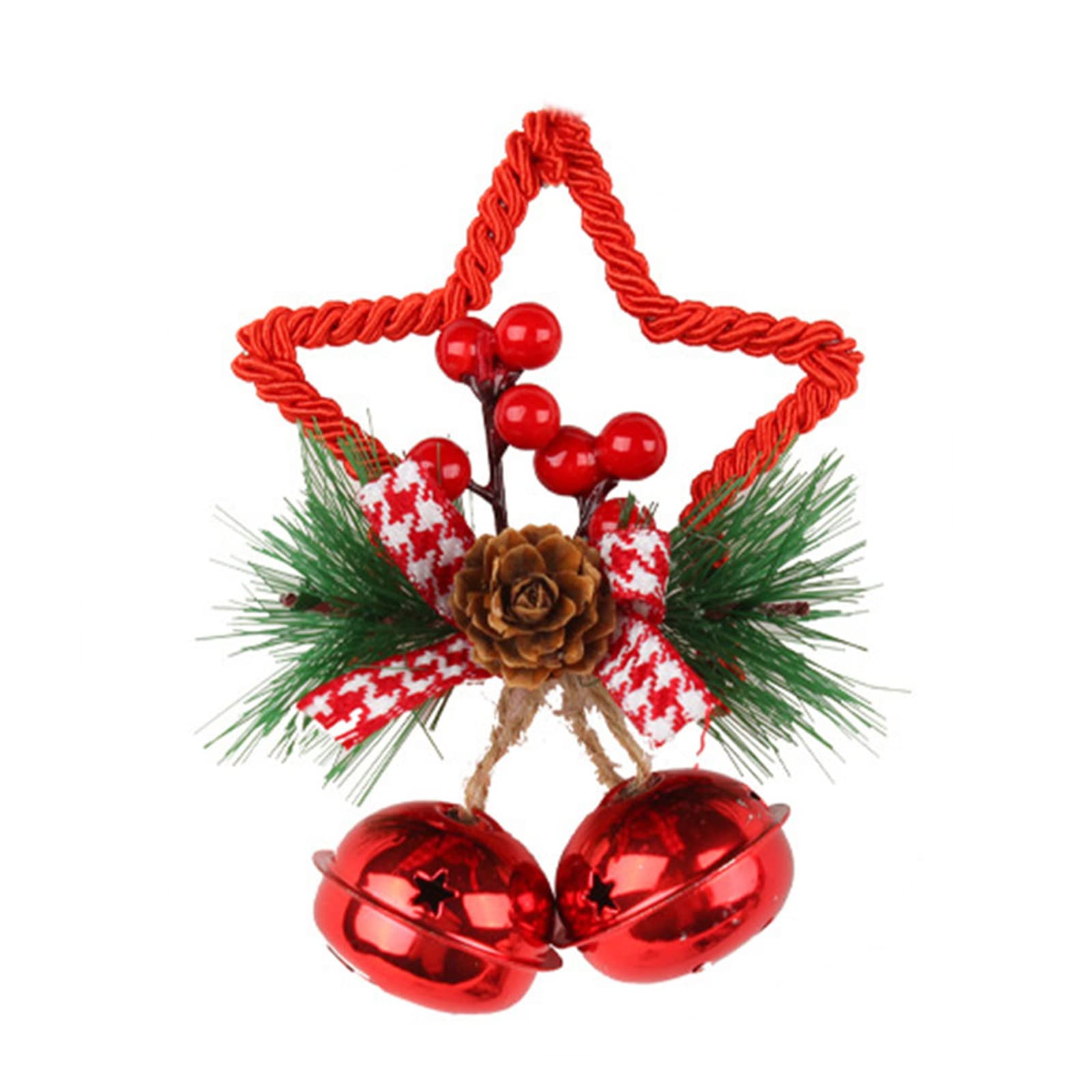 Buxuaaaa Christmas Star Pendant with Bowknot Hanging for Creative Ornament for New Year Farmhouse Front Door Decoration Christmas Pendant