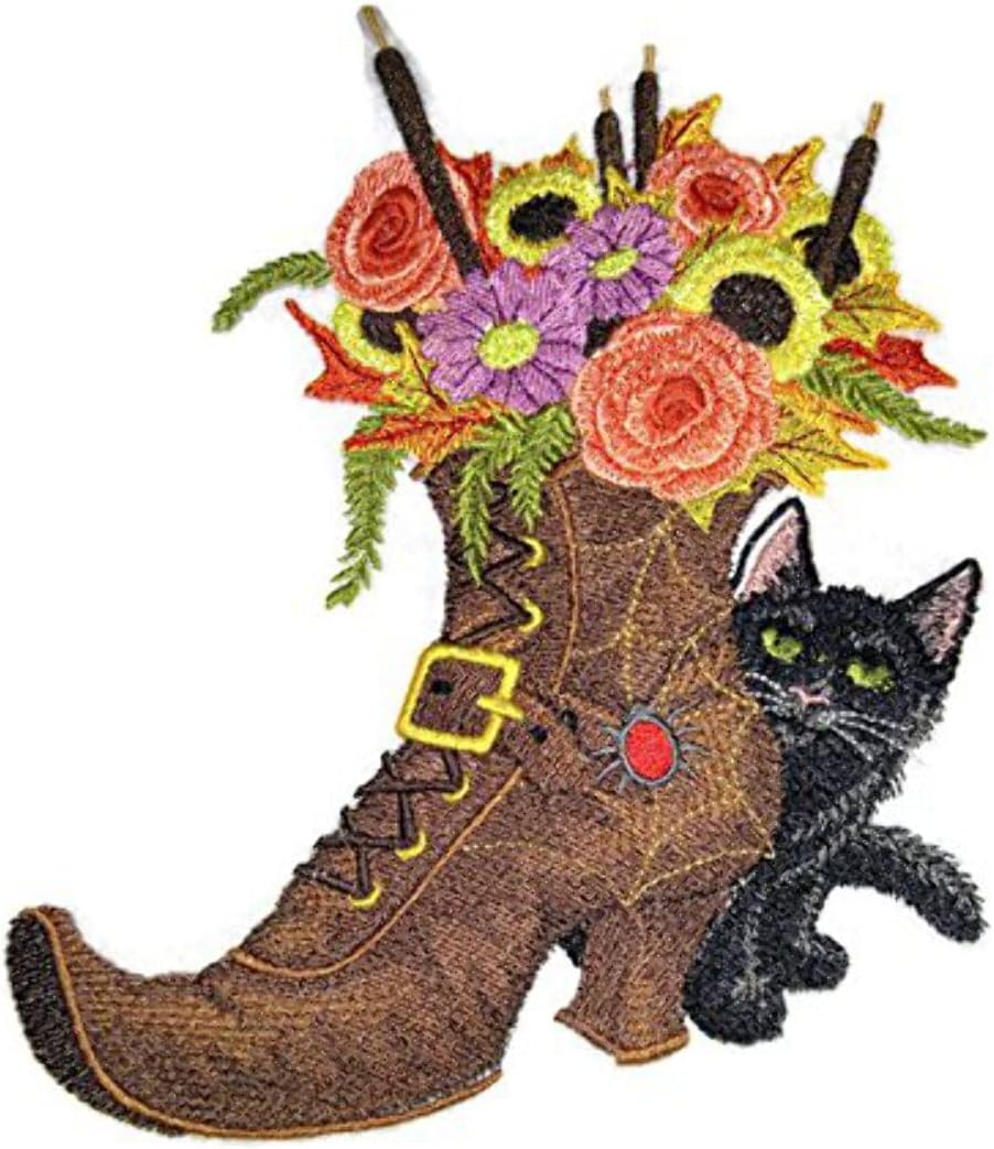 Custom and Unique Happy Halloween [ Halloween Boot Bouquet ]Embroidered Iron on/Sew Patch [7.18" * 5.87"] [Made in USA]