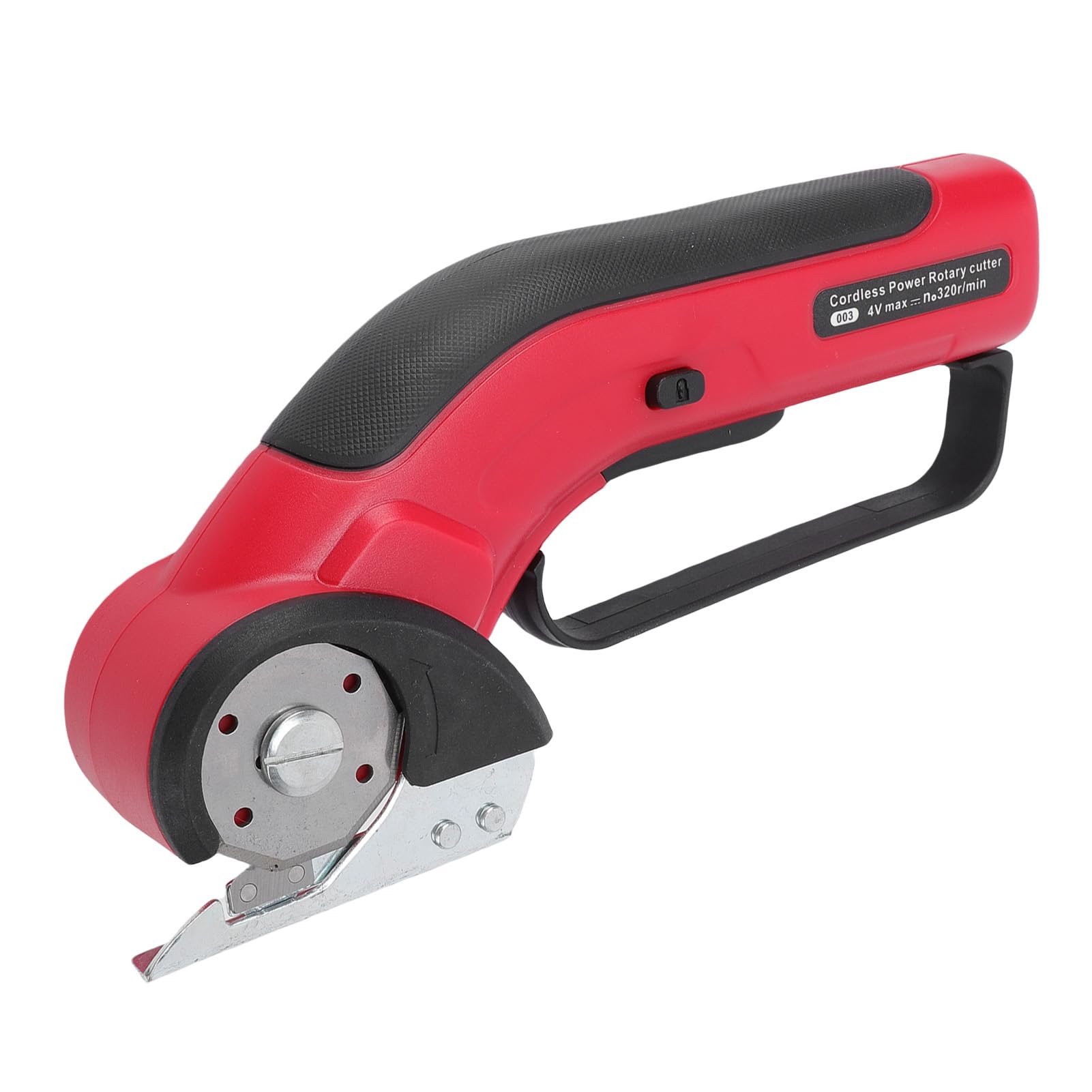 Cryfokt Tijeras Eléctricas Inalámbricas Potente Cortador Giratorio de Mano con Luz LED Frontal para Cortar Telas y Alfombras - Rojo