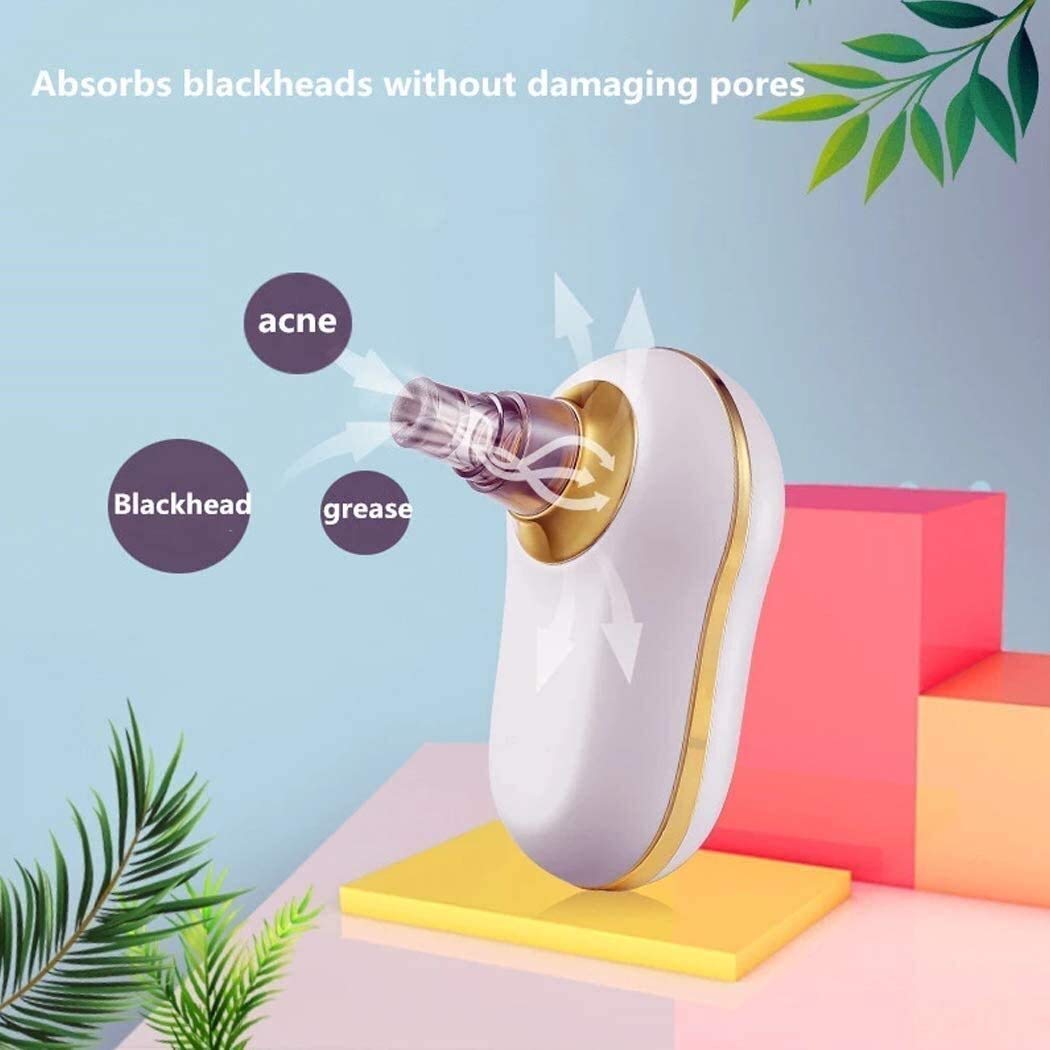 Removedor de cabezal Blackhead Poro Vacuum - Herramienta de succión del limpiador de poro facial recargable USB con la pantalla de succión LED 5 sondas de succión reemplazables para toda la piel