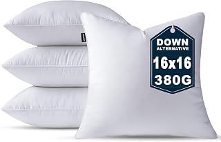 4er Set Kissenfüllung 40 x 40 cm Daune Alternative Weiß Quadratisch Kissen für Couch Kleine Innenkissen Sofakissen Dekokissen Kopfkissen Zierkissen Inlett Cushion Bett Zierpolster 16x16 Zoll