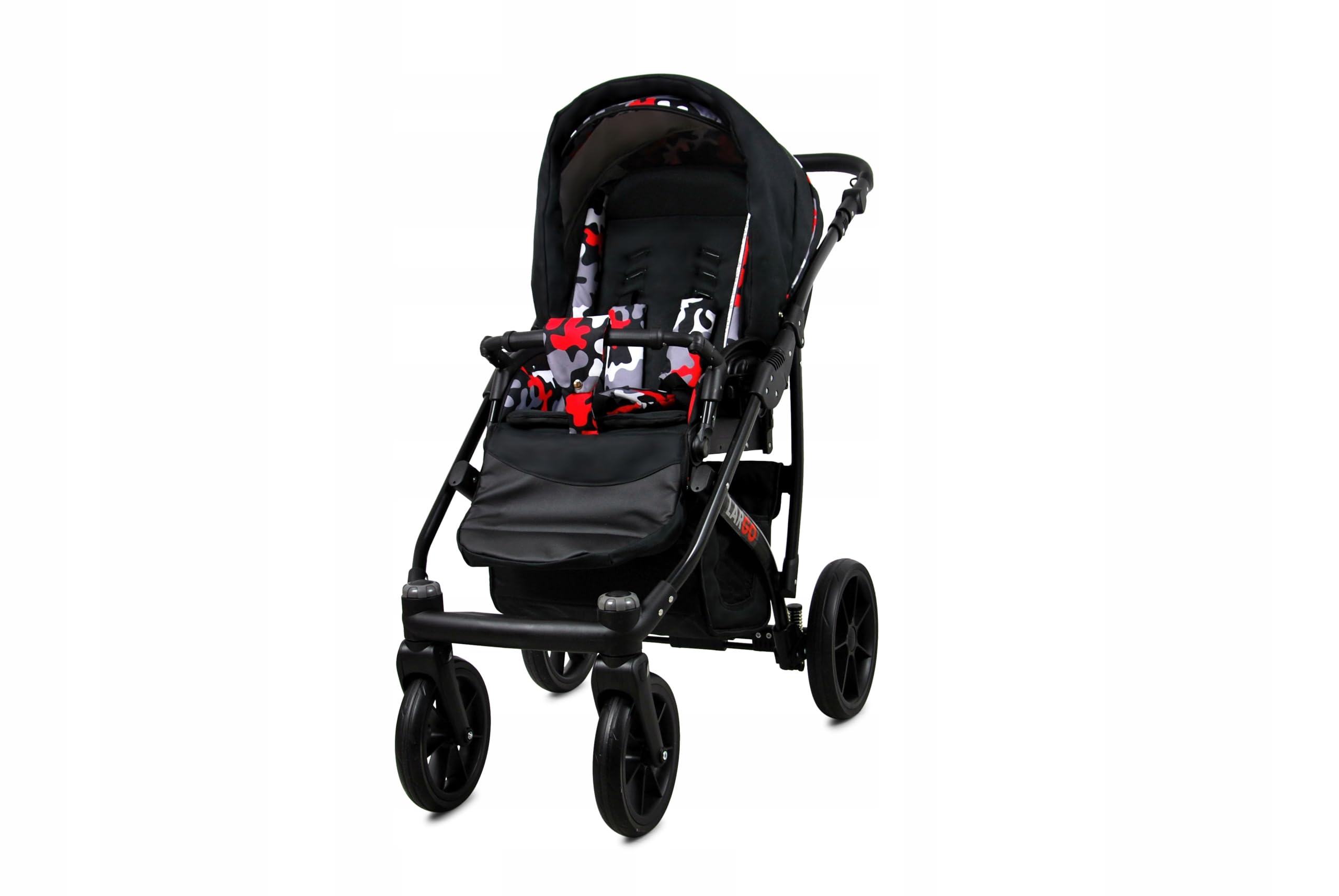 BabyLux® Zestaw wózków dziecięcych 3 w 1 – Largo – w zestawie wanienka dla niemowląt, fotelik sportowy, fotelik samochodowy – zestaw wózków dziecięcych z torbą do przewijania, osłoną przeciwdeszczową
