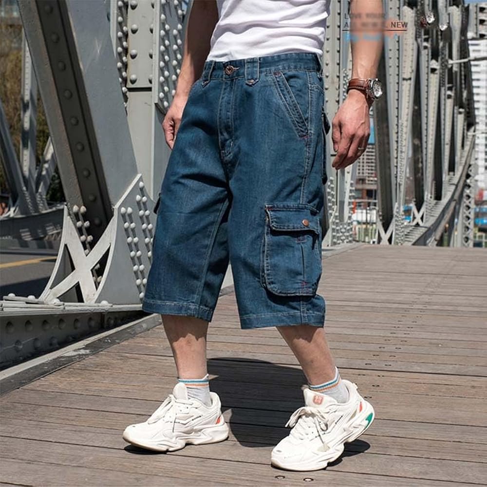 Amazon.com: Men' Cargo Summer Denim Shorts Multi Pockets