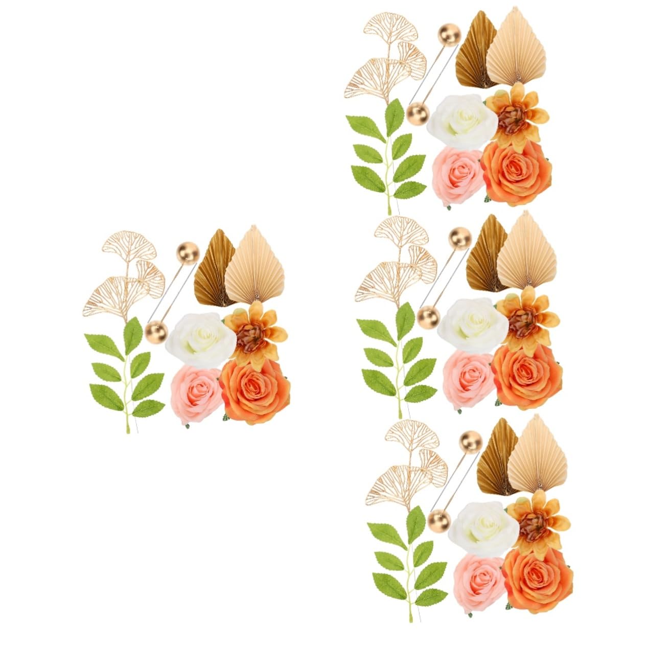 Abaodam 4sätze Goldene Palmblatt Tortendeko Für Boho Geburtstag Und Hochzeitsfeiern Teiliges Mit Kunstvollen Papierblüten Und Metallkugeln Für Kreative Kuchendekorationen