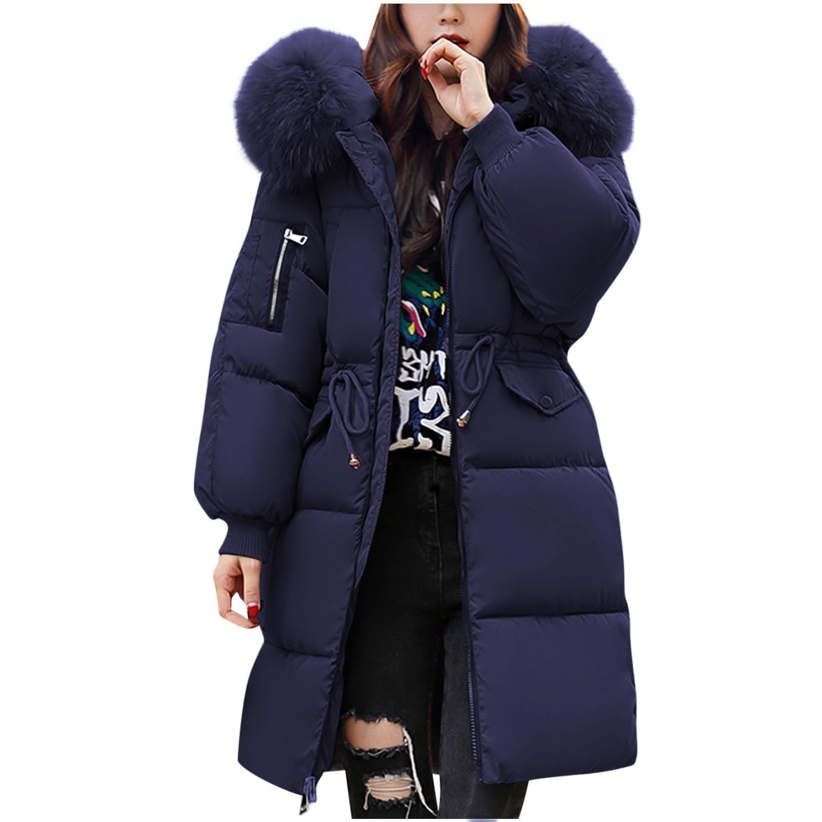 Chaquetas acolchadas de invierno impermeables y ligeras con capucha para mujer 7
