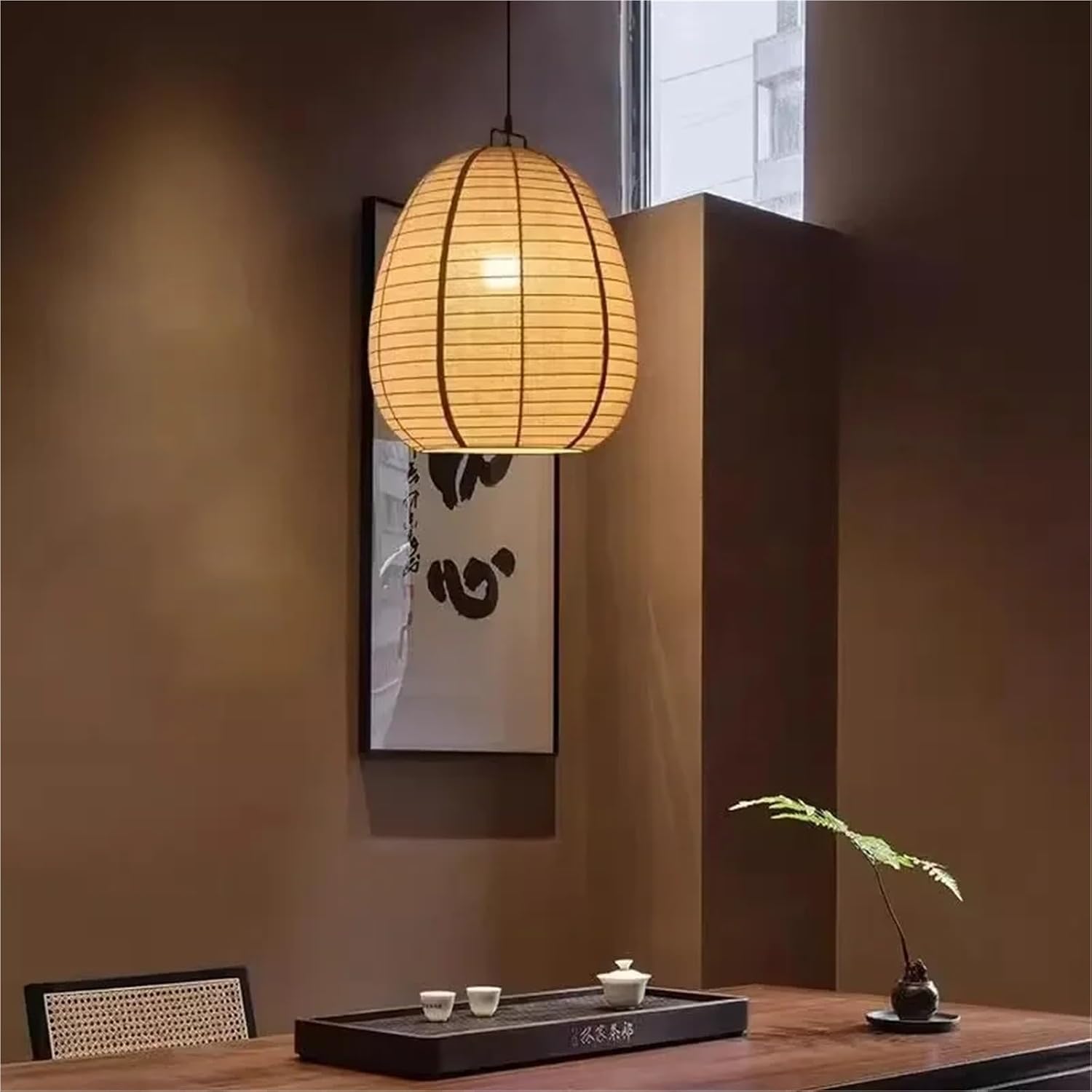 Japanese Retro White Fabric Pendant Light Living Dining Room Droplight Lighting Decor Bedroom Hanging Lamp,(D35cm)