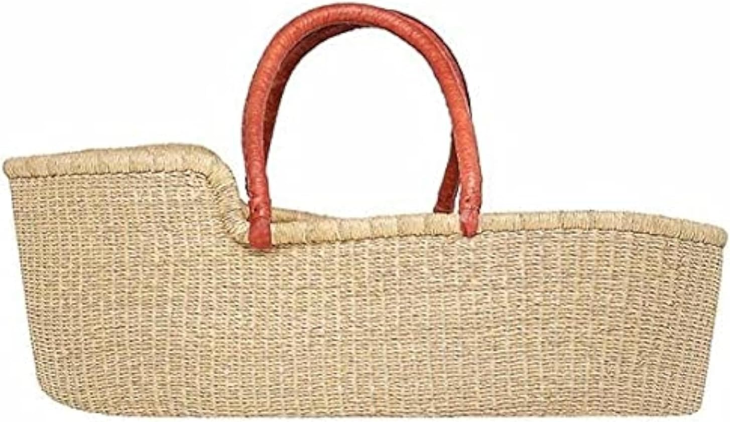 Large Organic Baby Moses Bassinet Handmade Toddler Bed with Brown Handles - Dye Free