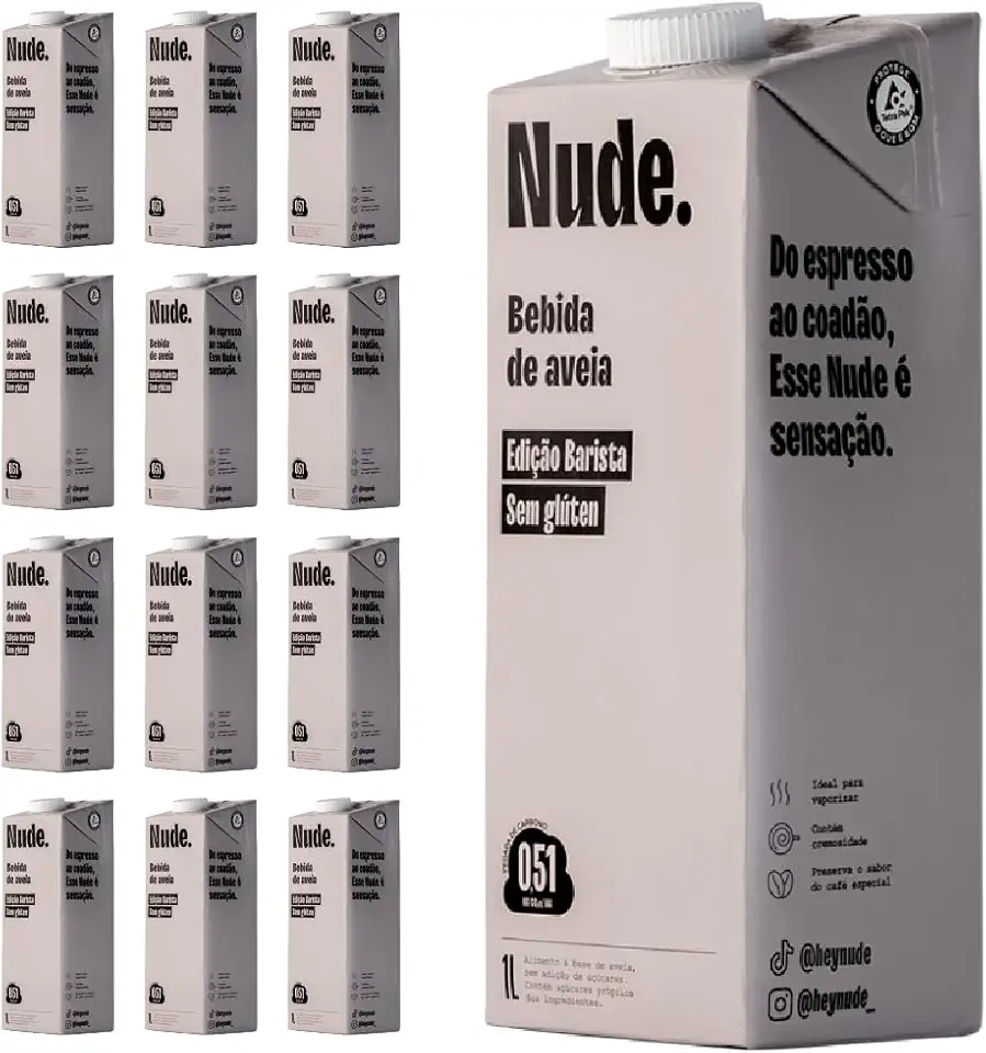 Pack Nude Leite de Aveia Barista 1L - Caixa 12 Unidades
