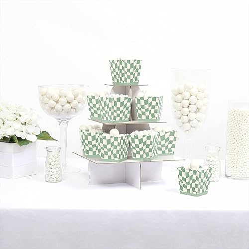 Miniatura 2 de Big Dot of Happiness Caja de regalo a cuadros verde salvia, mini cajas de regalo para fiesta, cajas de dulces de golosinas, juego de 12