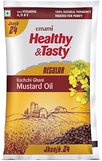 Emami Healthy And Tasty Regular Kachchi Ghani Mustard Oil 825 G Pouch.