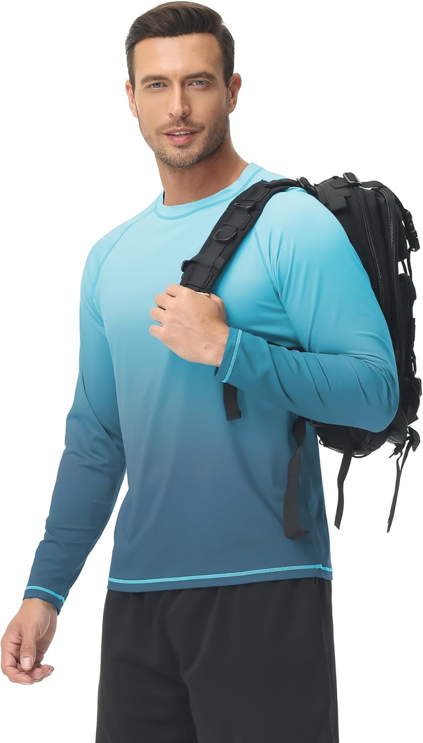 Men's Long Sleeve Swim Shirts Rash Guard Shirts UPF 50+ Sun Protection Quick Dry T-Shirt Athletic Workout Running Tops Shirts - Image 5