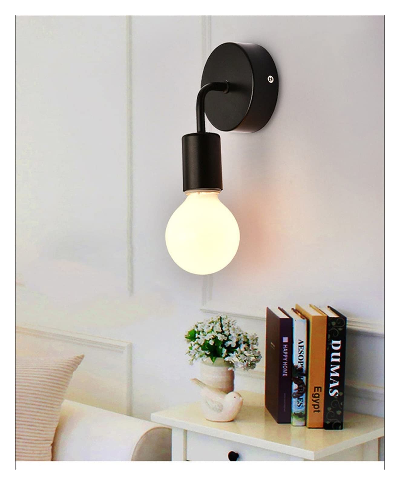 Lampada da Parete, Lampada a Parete, Lampadina E27 110 24 V BIVIA/Nera Compatible with PILEDING Light NORDICA NORDICA Camera della Camera ALIMENTO VINTAGI(Black,Warm White G80 LED)