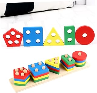 Toyvian 1 Conjunto De Empilhamento Brinquedo Quebra-Cabeça Brinquedos De Madeira Brinquedos Educativos Empilhamento De Madeira Quebra-Cabeça Brinquedo Educativo Blocos De Geometria Para