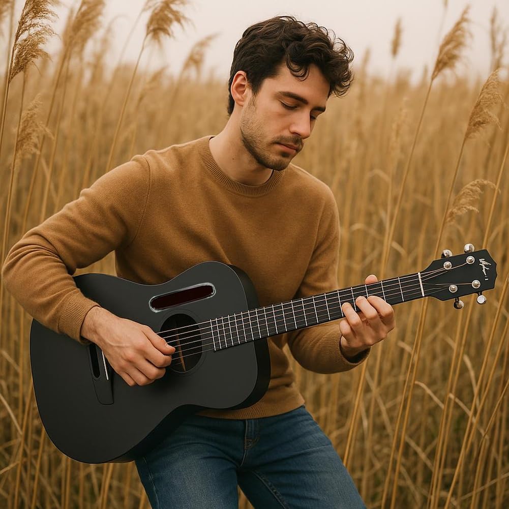 Chitarra acustica per principianti con accessori, strumento completo per apprendimento e pratica