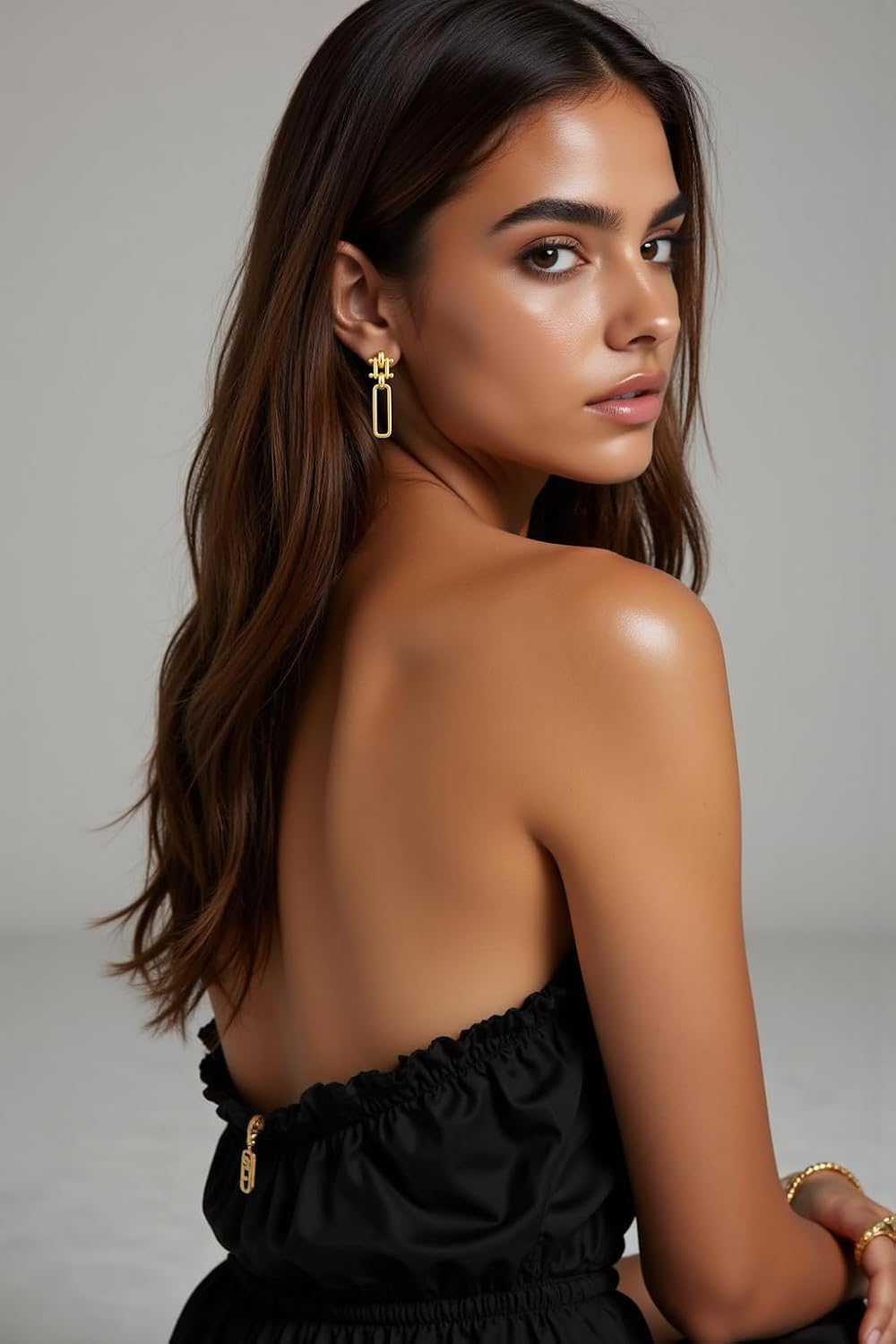 Gold Plated Paperclip Earrings for Women Daily Wear Geometric Dangle Chain Link Earrings for Commute Trendy Fashion Gift Idea - Image 4