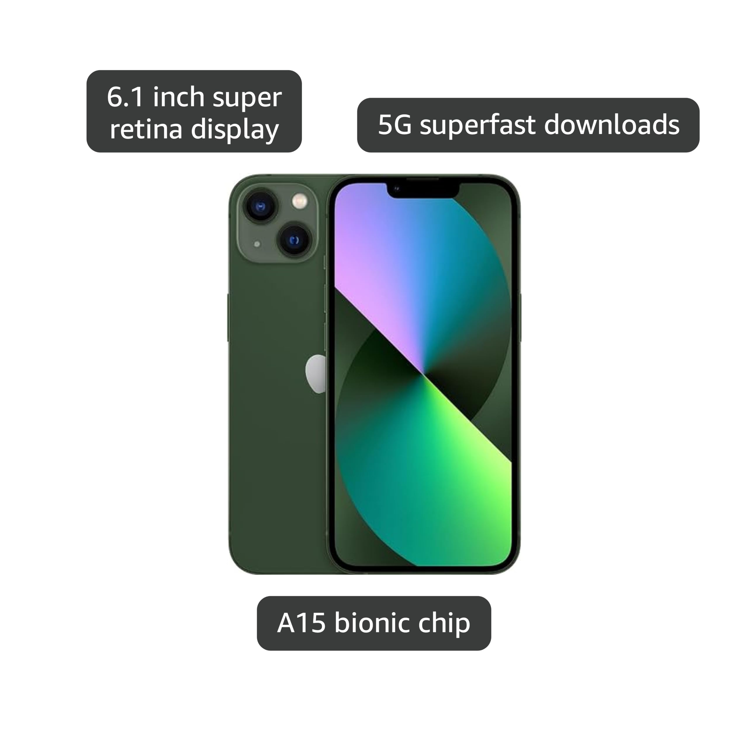 Amazon.com: Apple iPhone 13, 256GB, Green - AT&T (Renewed