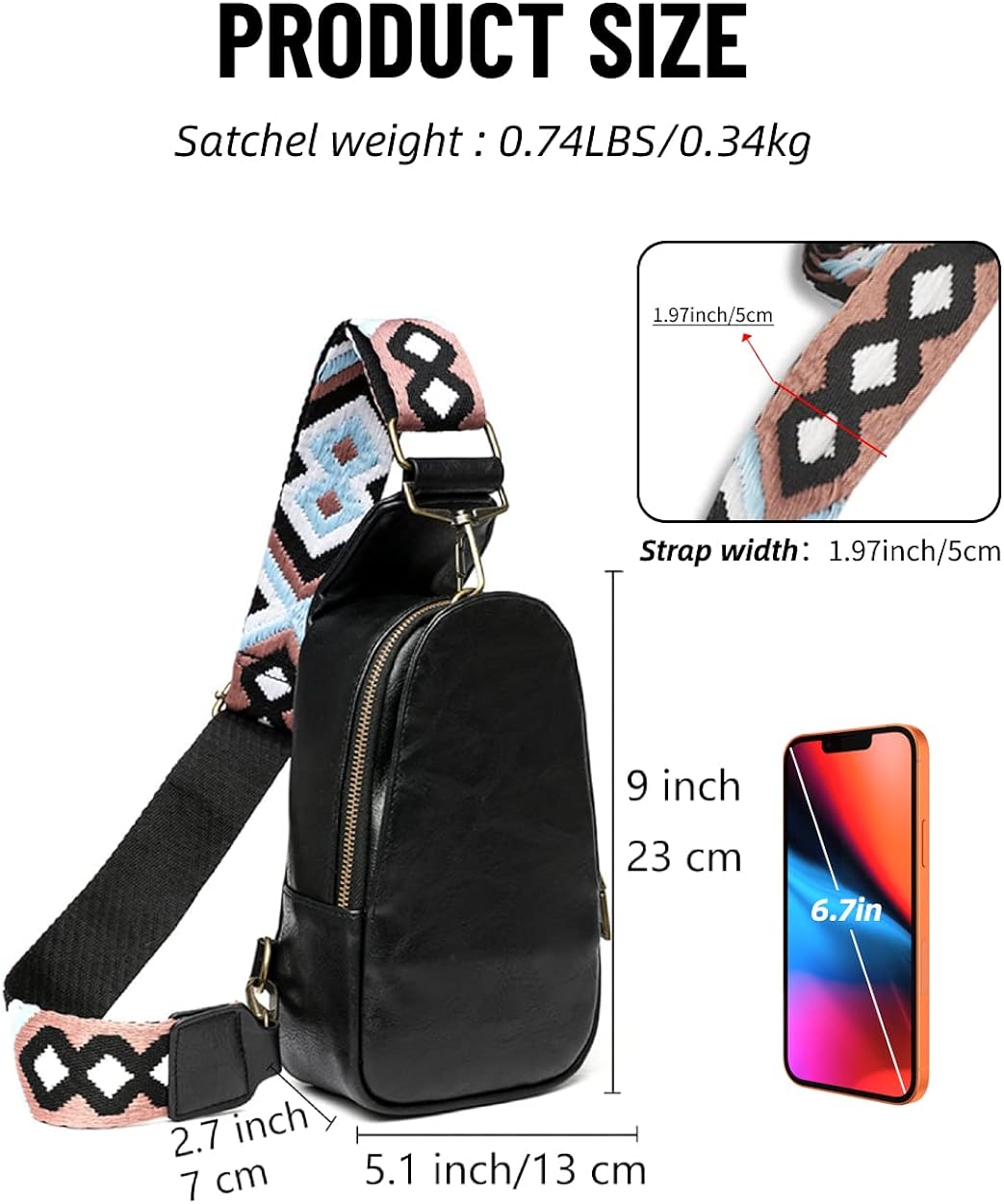 Miniatura 6 de Sling Bag for Women Fanny Pack Crossbody Bags for Women Chest Bags Cross Body Purse PU Shoulder Backpack