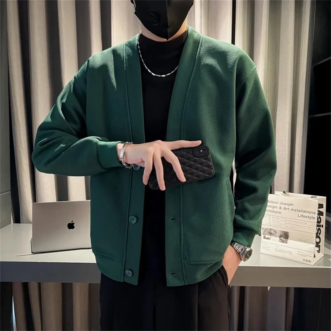 Męska wiosenna bluza z dzianiny kurtka bez kołnierza streetwear kurtka luźne płaszcze