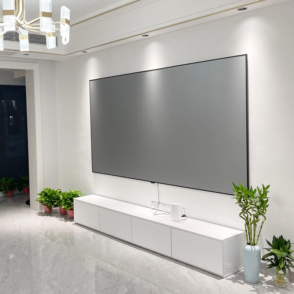 Schermo di Proiezione da Parete per Interni da 72" 80" 92", Schermo per Film 3D Ultra HD 4K con Cornice Fissa 16:9 per Ufficio, Home Theater(72" (16:9))
