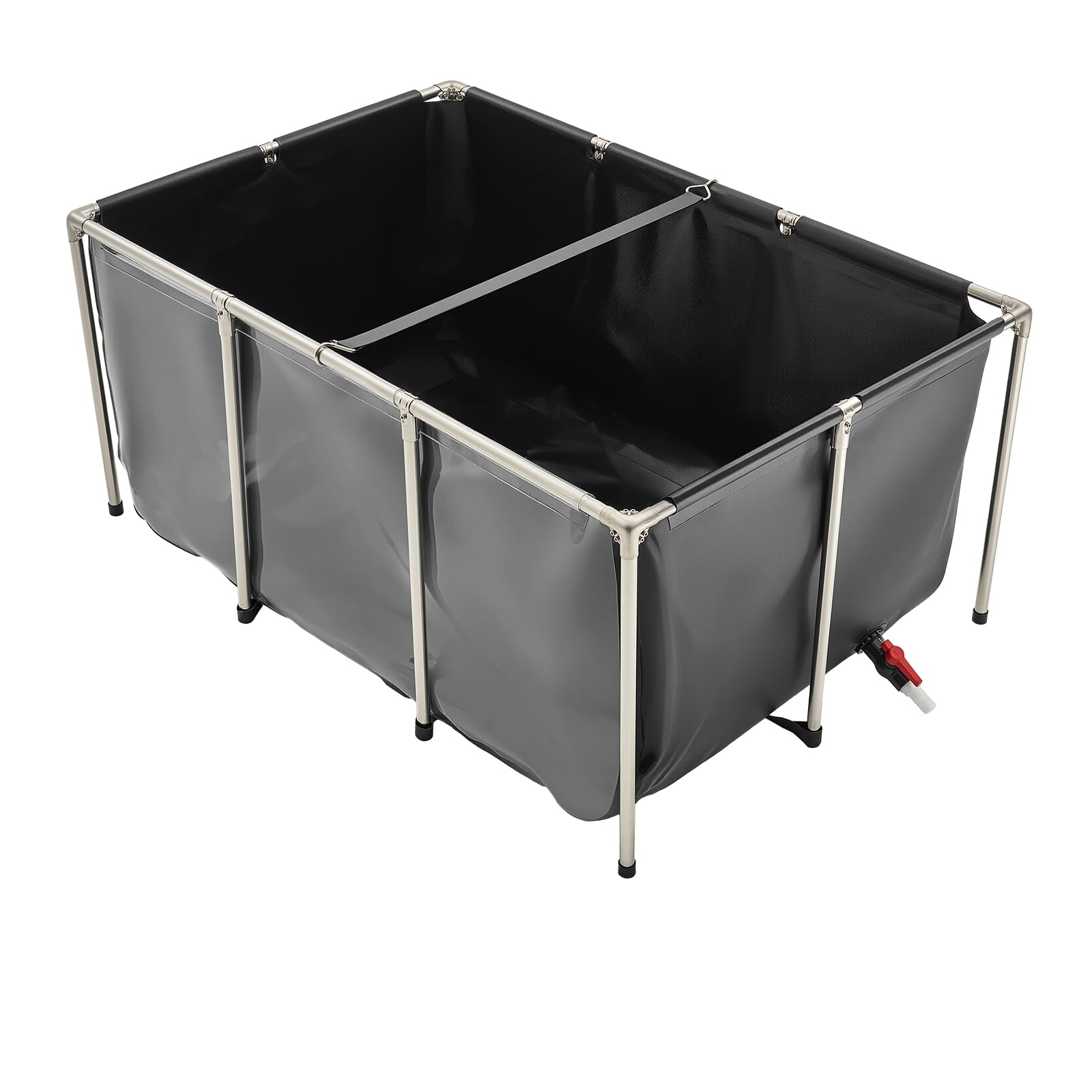 VEVOR Estanque de Lona sobre Suelo 1023,3 L de PVC con Panel de Visualización Transparente Tanque Rectangular 150x100x70 cm para Peces Dorados con Marco de Acero Inoxidable Válvula de Drenaje, Negro