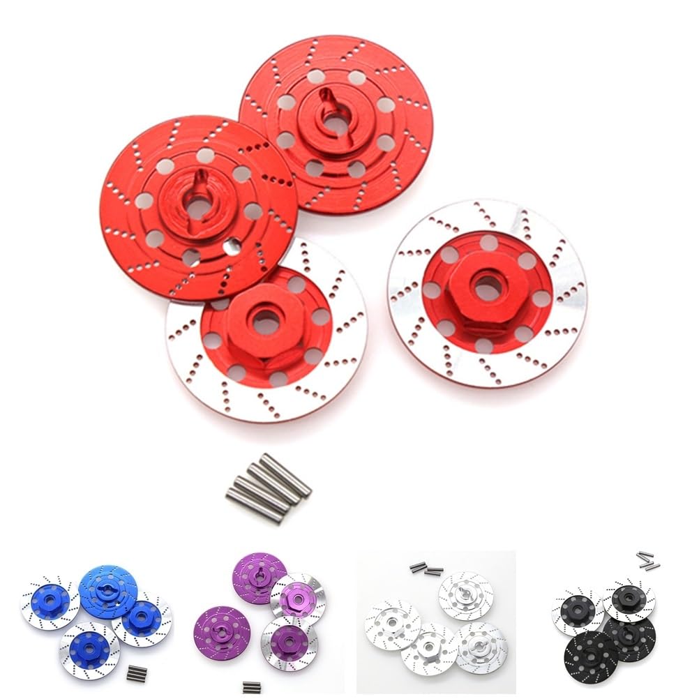 4 stücke Metall Bremsscheibe Rad Hex Hub Adapter 12mm for Tamiya TT01 TT02 HPI HSP 94123 for Sakura D4 1/10 RC On Road Racing Auto(Grey)