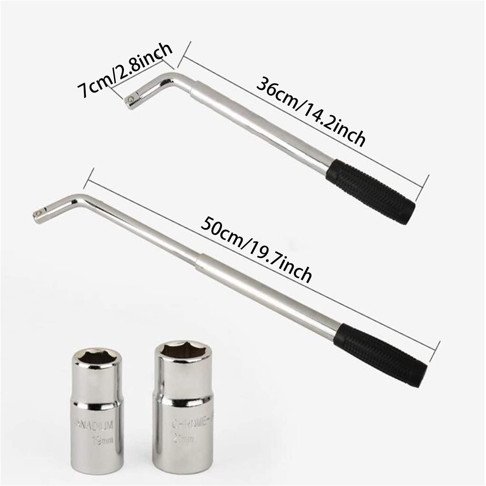 Teleskop-Radschlüssel, Standard-CR-V-Stecknuss (17/19 mm, 21/23 mm) für Auto, Van, LKW, Wohnwagen mit Canvas-Tasche