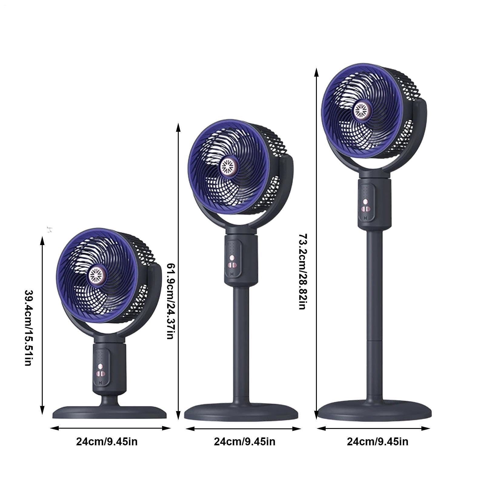 Ventilatore A Piedistallo Ricaricabile - Circolatore D'aria Telescopico | T | Soffiatore da pavimento con oscillazione automatica a 180°, batteria da 4000 mAh, timer 8 ore, per camera da