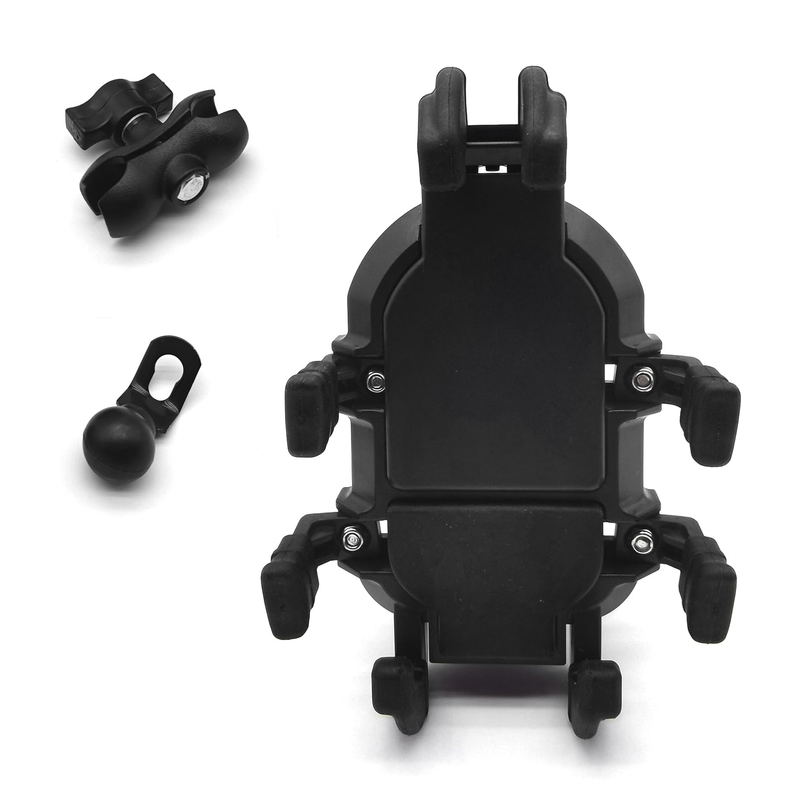 1 PC Motorcycle Handlebar Phone Holder, Eight-Claw Fixed Suspension Shock-Absorbing Anti-Drop Double Universal Ball 360-degree Rotating Navigation Holder, for Motorcycles, Bicycles (Black)