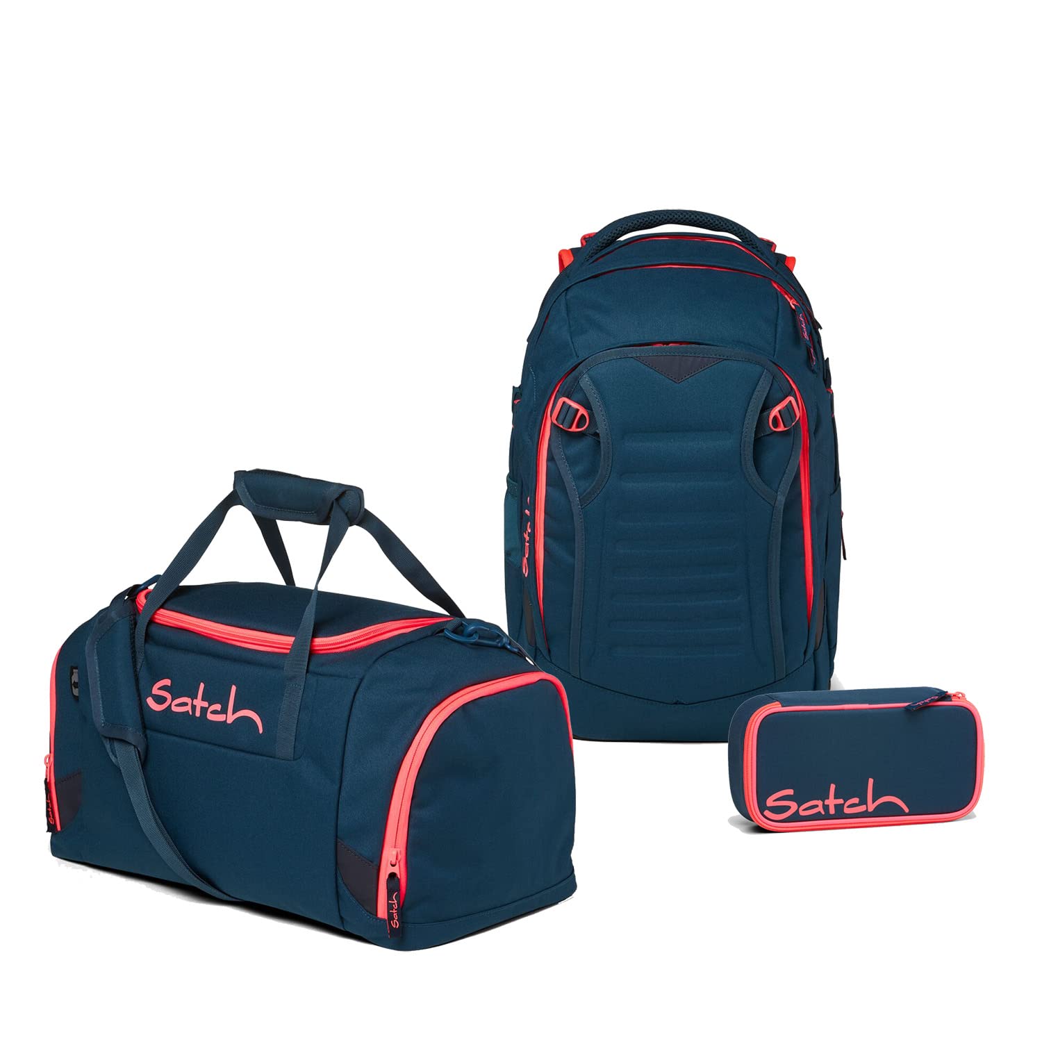 Satch Match Schulrucksack Set 3tlg. mit Sporttasche und Schlamperbox (Pink Phantom)