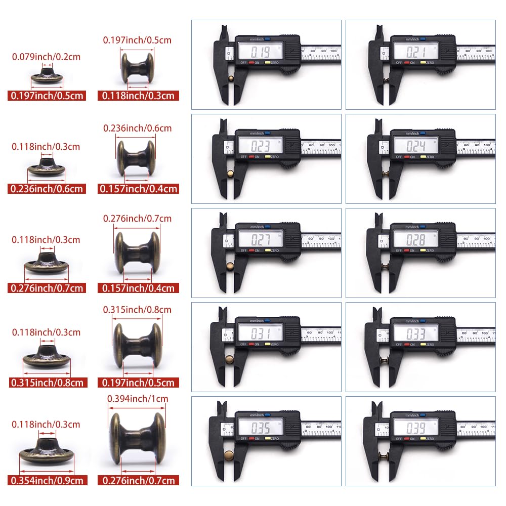 400pcs Rivet in pelle Rivet a doppia testa a doppia testa Rivet in metallo in metallo per artigianato fai -da -te scarpe da sacco per le riparazioni della cintura 5 * 7mm