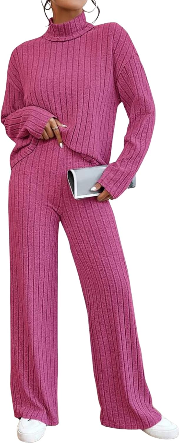 Tuta Donna 2 Pezzi Curvy - Set Casual In Maglia Morbida Con Pantaloni Larghi