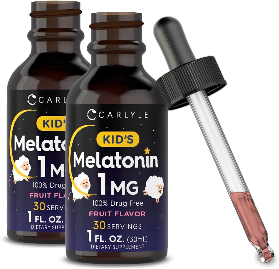 Kids Melatonin Liquid | 1 fl oz | Two Pack | Fruit Flavor | Drug Free Childrens Supplement