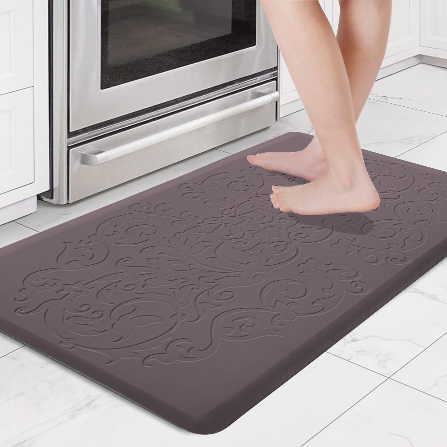Luxe Home Jersey Floral Anti-Fatigue (45x75 cm) Kitchen Mat Black – Cushioned Support, Stylish and Durable, Easy to Clean, Non-Slip Bottom – Ideal for Kitchen, Desk, Laundry, Garage (B0CVQH4CT9) Amazon Price History, Amazon Price Tracker