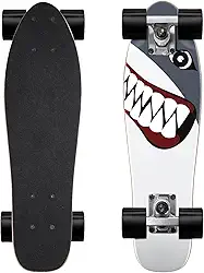 Skates completos Skates Mini Cruiser de 55 cm para iniciantes, crianças, meninos e meninas (tubarão)