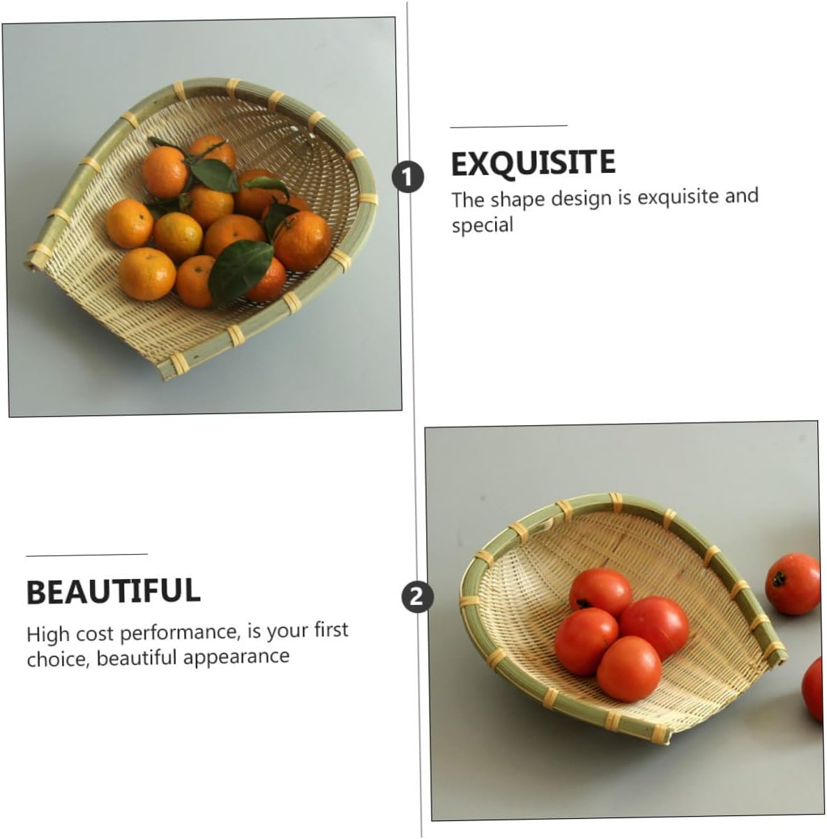 Handmade Dustpan and Versatile Woven Kitchen Basket, Natural Weaving Container for Vegetable Holding and Fruit Storage, Household and Outdoor Use