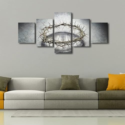 Miniatura 3 de TUMOVO Lienzo decorativo para pared, diseño de corona de espinas, diseño de triunfo de Jesús, para sala de estar, cuadros impresos en lienzo con